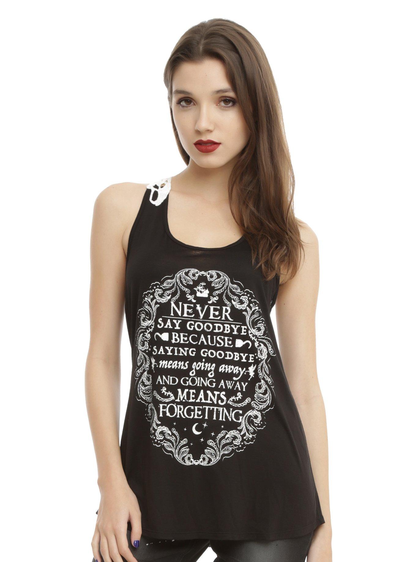 Disney Peter Pan Crochet Back Skull Girls Tank Top, BLACK, hi-res