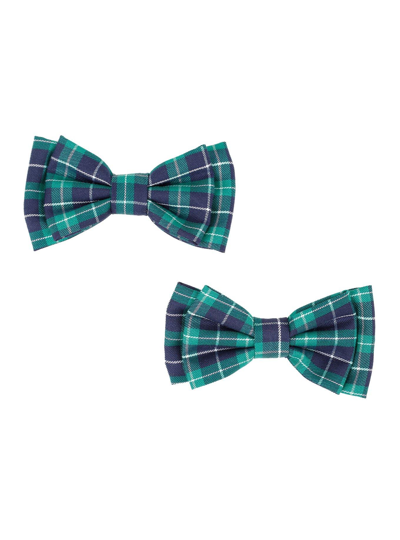 Green Plaid Hair Bow 2 Pack, , hi-res