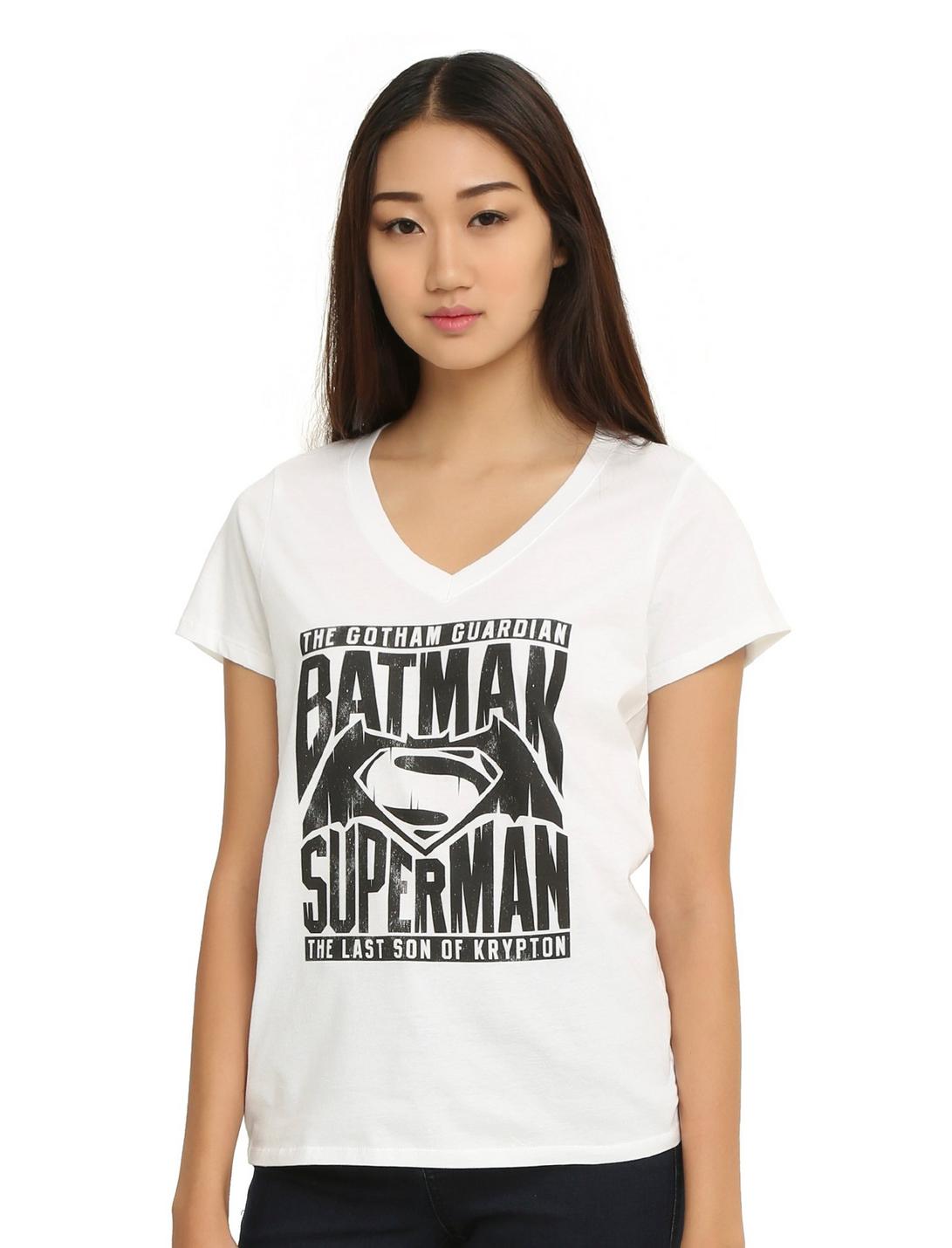 DC Comics Batman V Superman: Dawn Of Justice Logo Girls T-Shirt, WHITE, hi-res