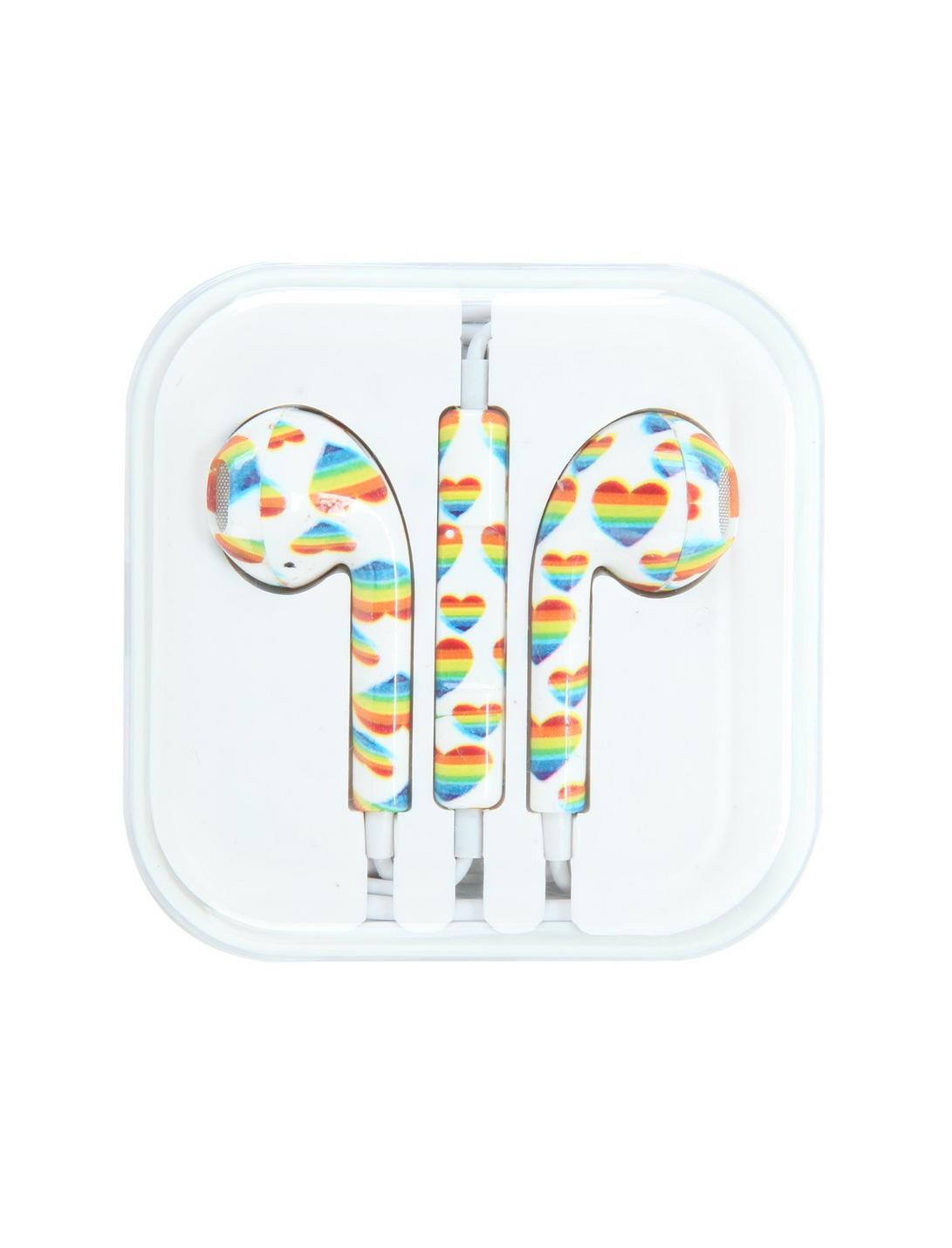 Micase Heart Rainbow Print Earbuds, , hi-res