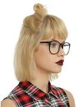 Thin Black Clear Lens Round Glasses, , hi-res