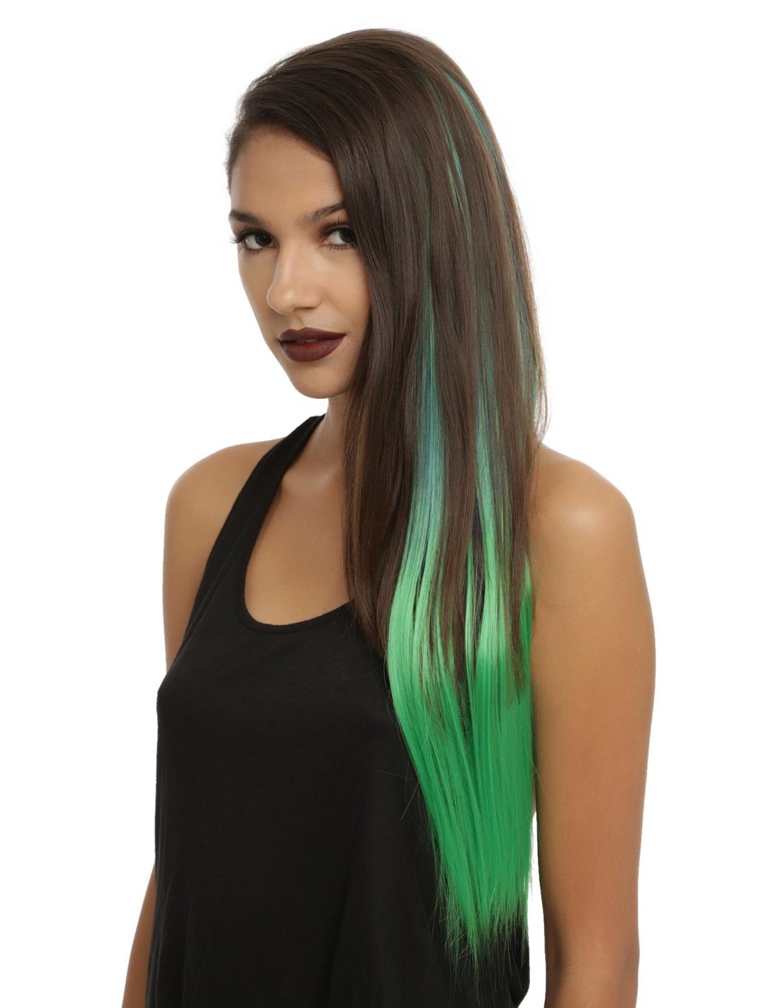 Teal & Green Ombre Clip-In Hair Extension, , hi-res