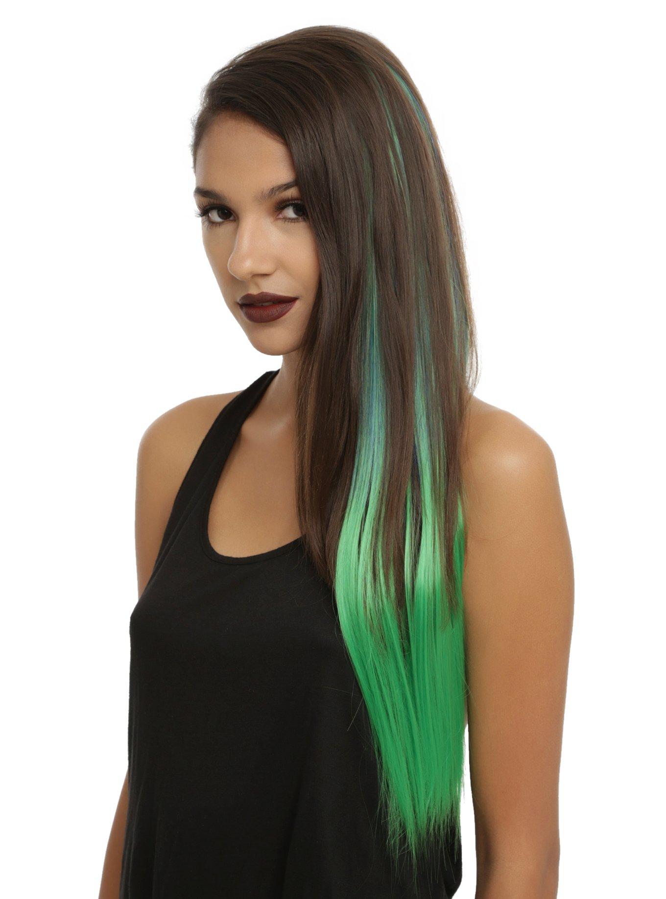 Teal & Green Ombre Clip-In Hair Extension, , hi-res