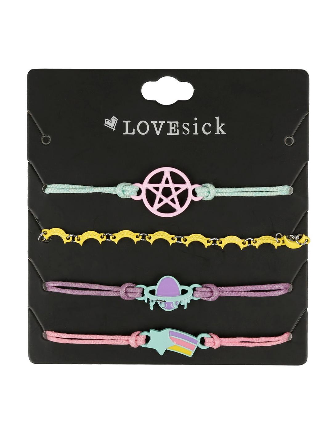 Pastel Rainbow & Pentagram Cord Bracelet Set, , hi-res