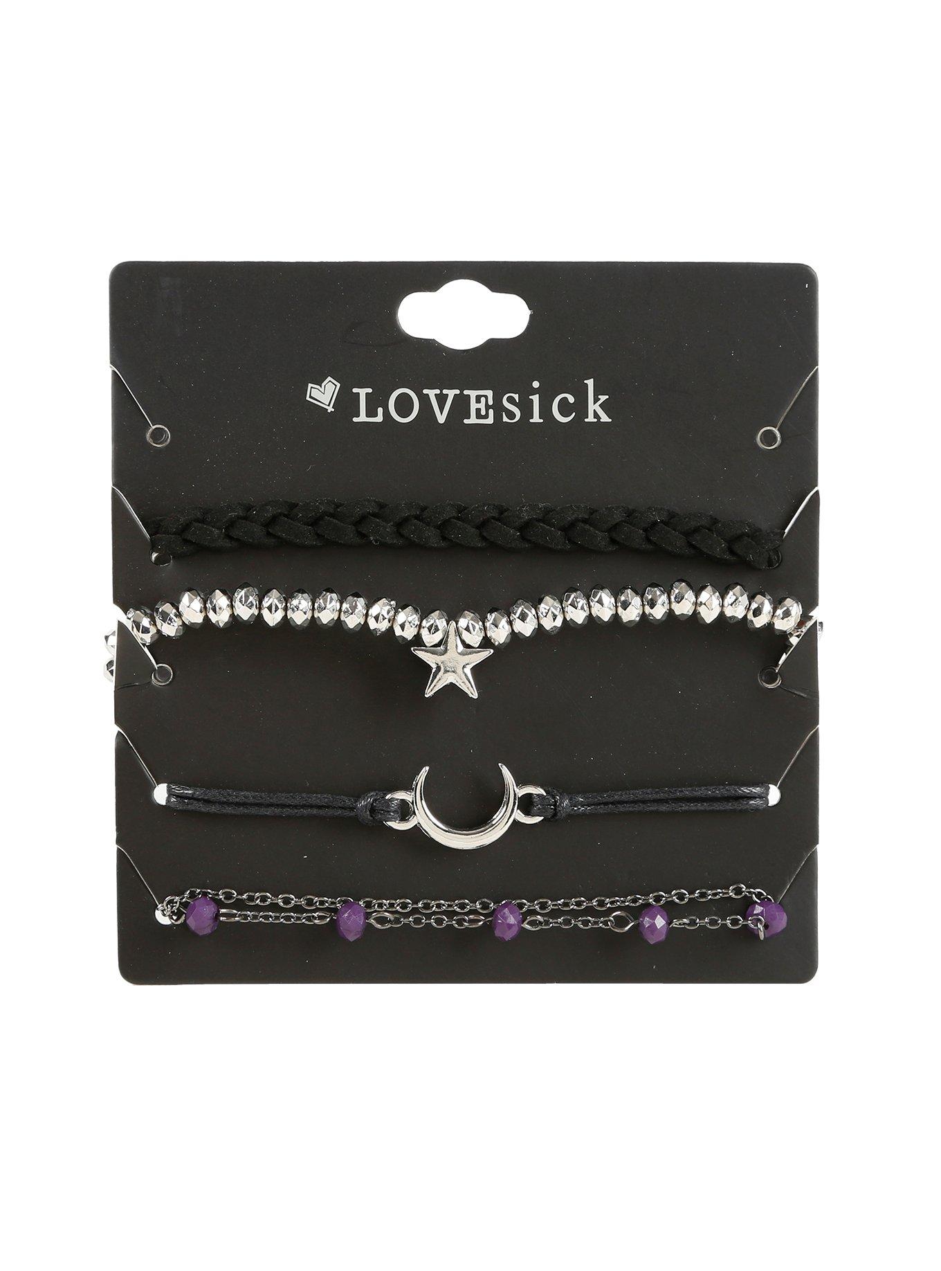 Star Moon Purple Bead Bracelet Set, , hi-res