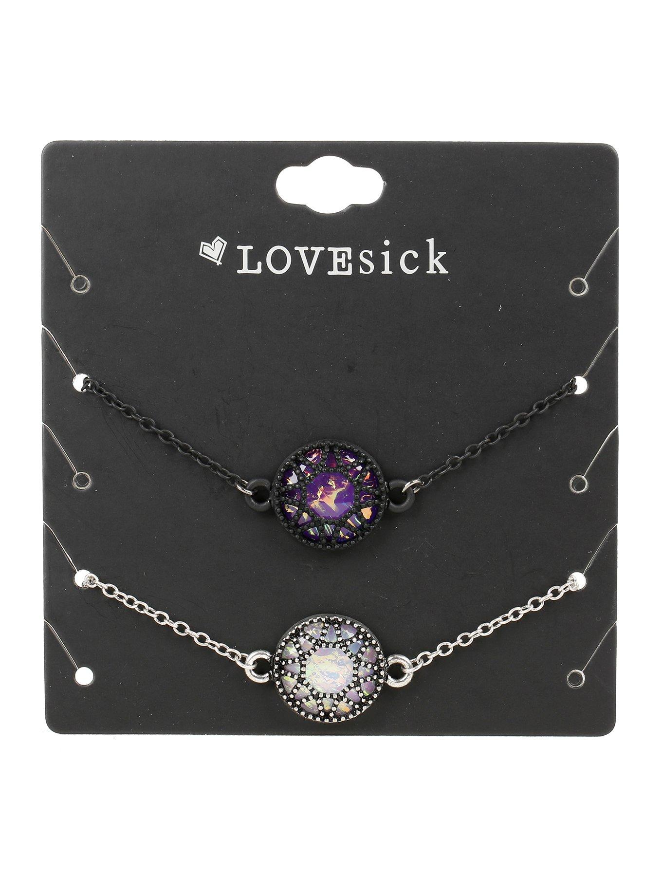 Purple & Oval Opal Flower Bracelet Set, , hi-res