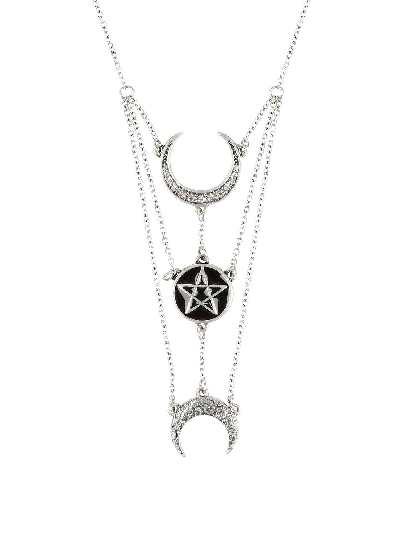 Crescent Moon & Pentagram Layered Necklace | Hot Topic