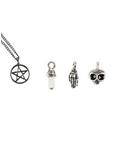 Pentagram Skeleton Hand Skull Star & Crystal Interchangeable Charm Necklace, , hi-res