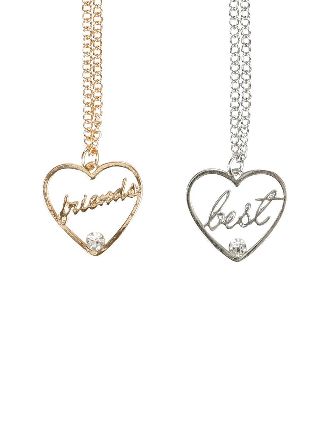 Gold & Silver Best Friend Heart Necklace Set, , hi-res