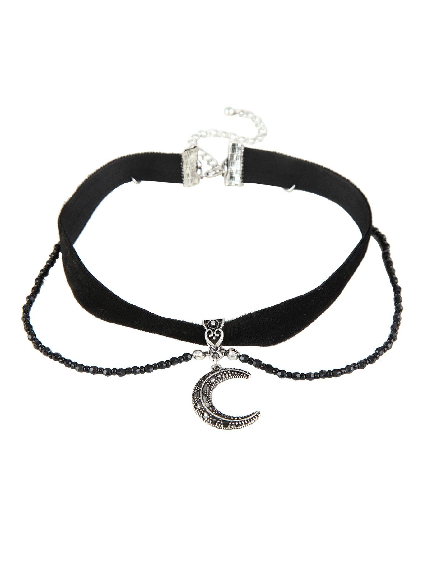 Black Velvet Filigree Moon Choker, , hi-res