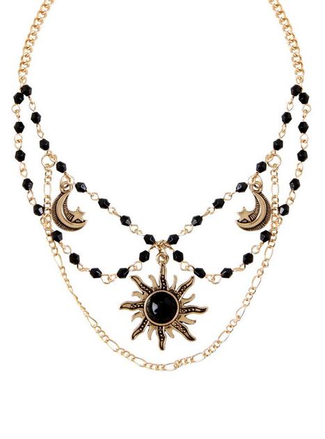 Black & Gold Tone Sun & Moon Necklace | Hot Topic