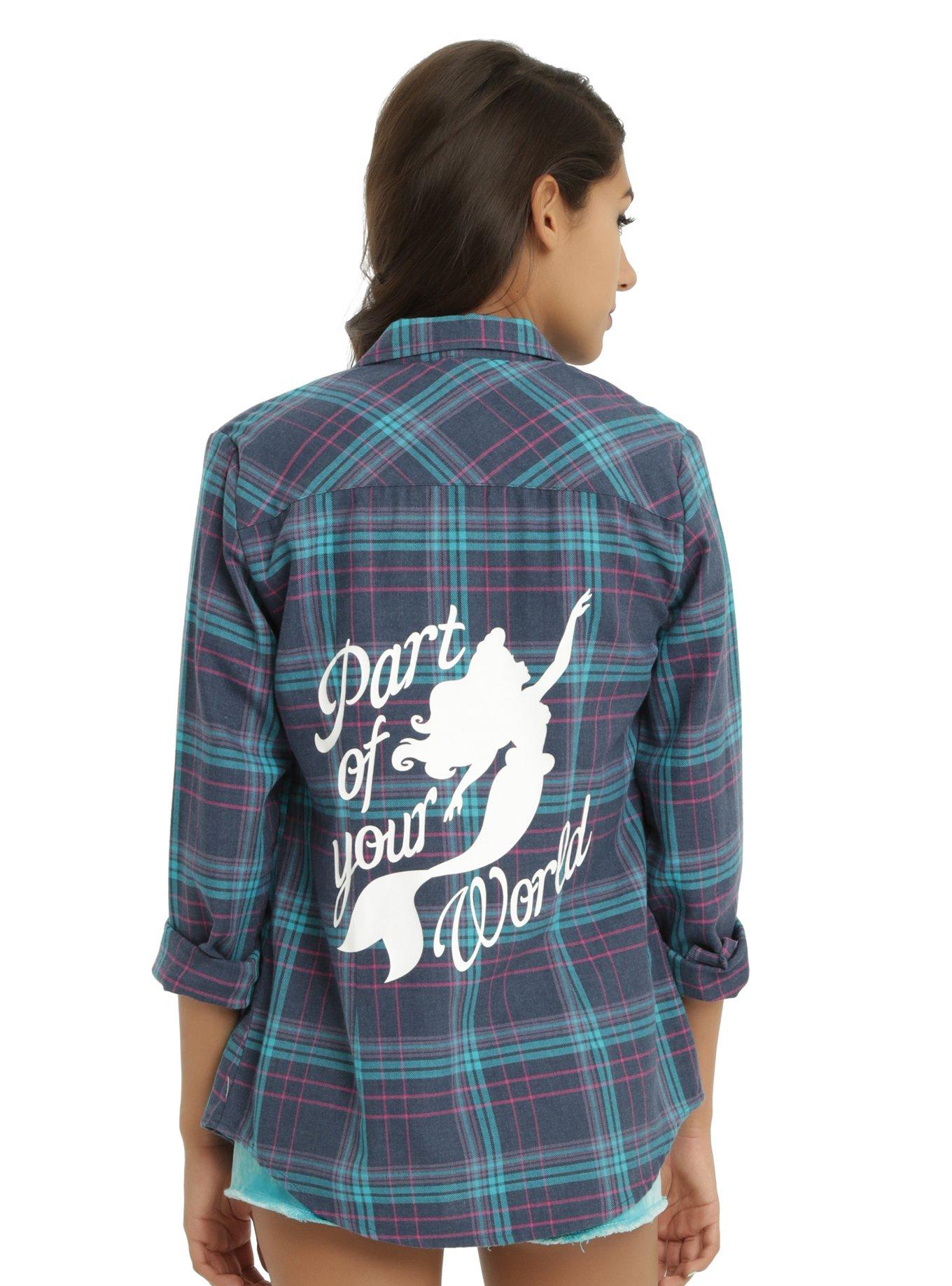 Disney The Little Mermaid Part Of Your World Plaid Girls Woven, BLUE, hi-res