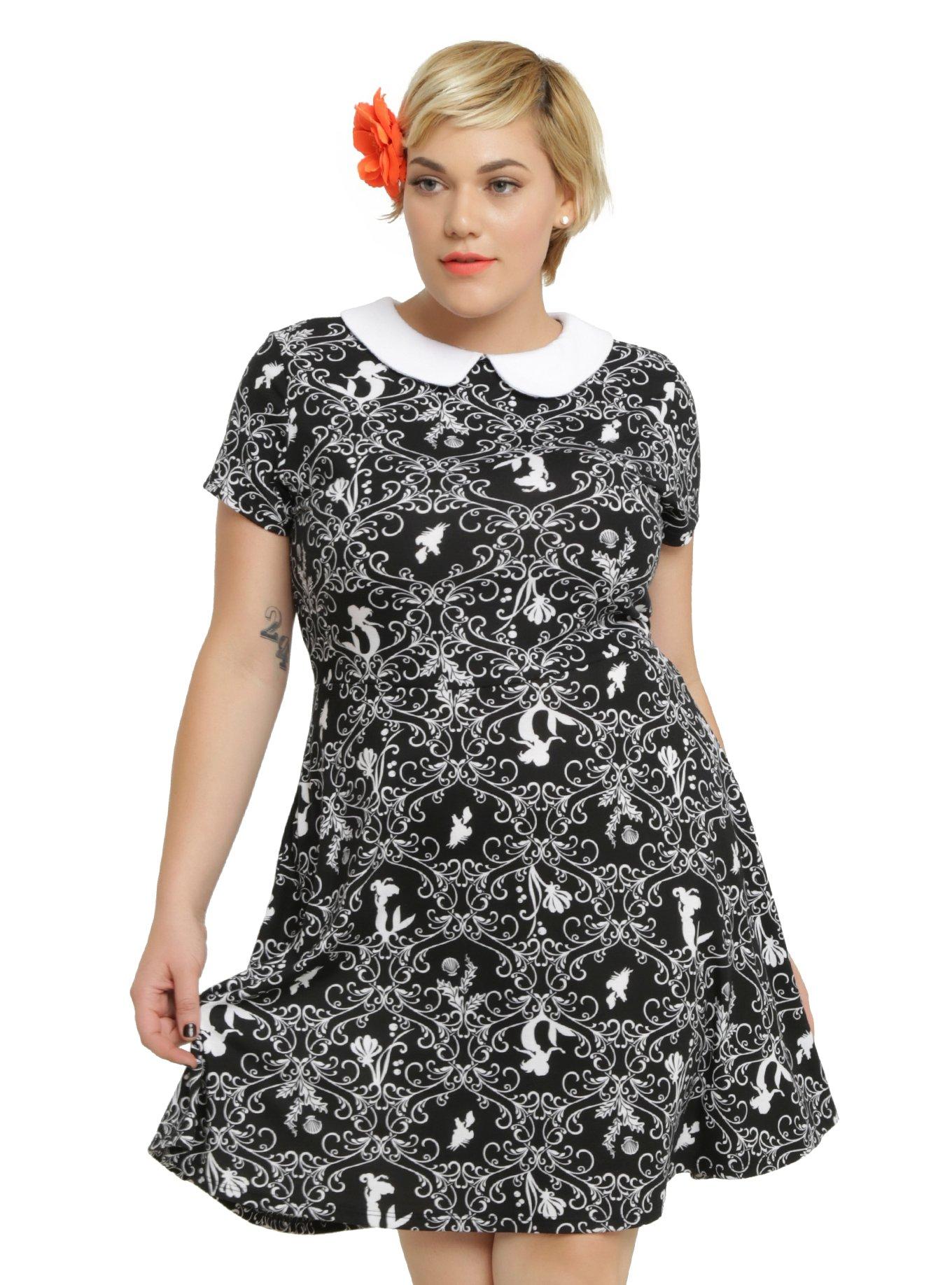 Disney The Little Mermaid Ariel Damask Dress Plus Size, BLACK, hi-res