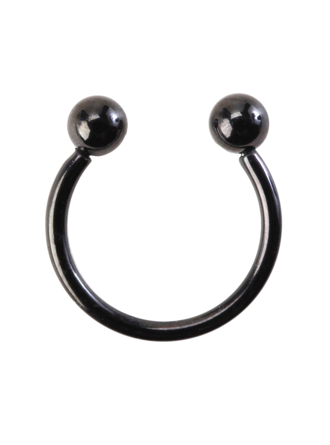 Black Faux Septum Ring, , hi-res