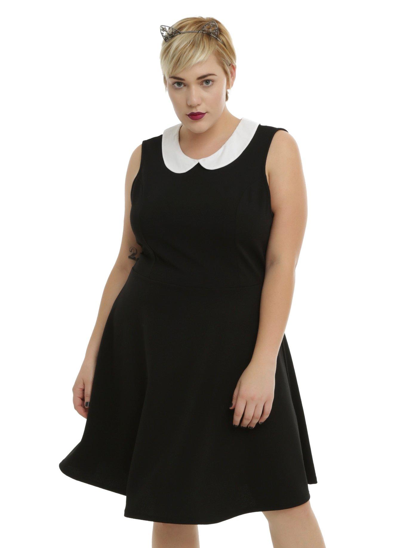 Hot topic black dress white clearance collar