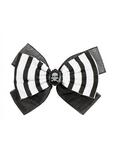 Black And White Stripe Skull Cameo Hair Bow, , hi-res