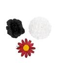 Black White Burgundy Flower Hair Clip 3 Pack, , hi-res