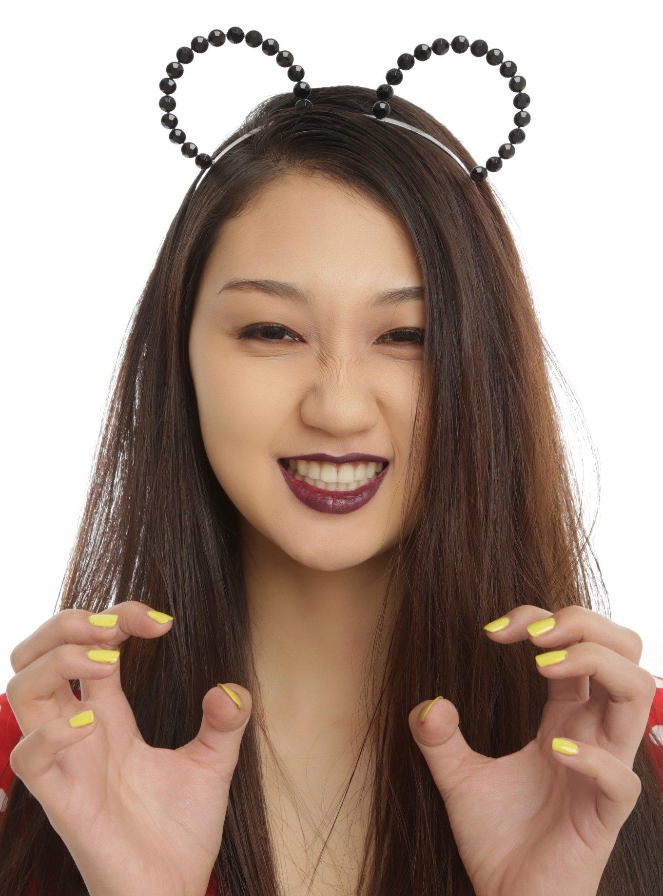 Black Gem Bear Ear Headband, , hi-res