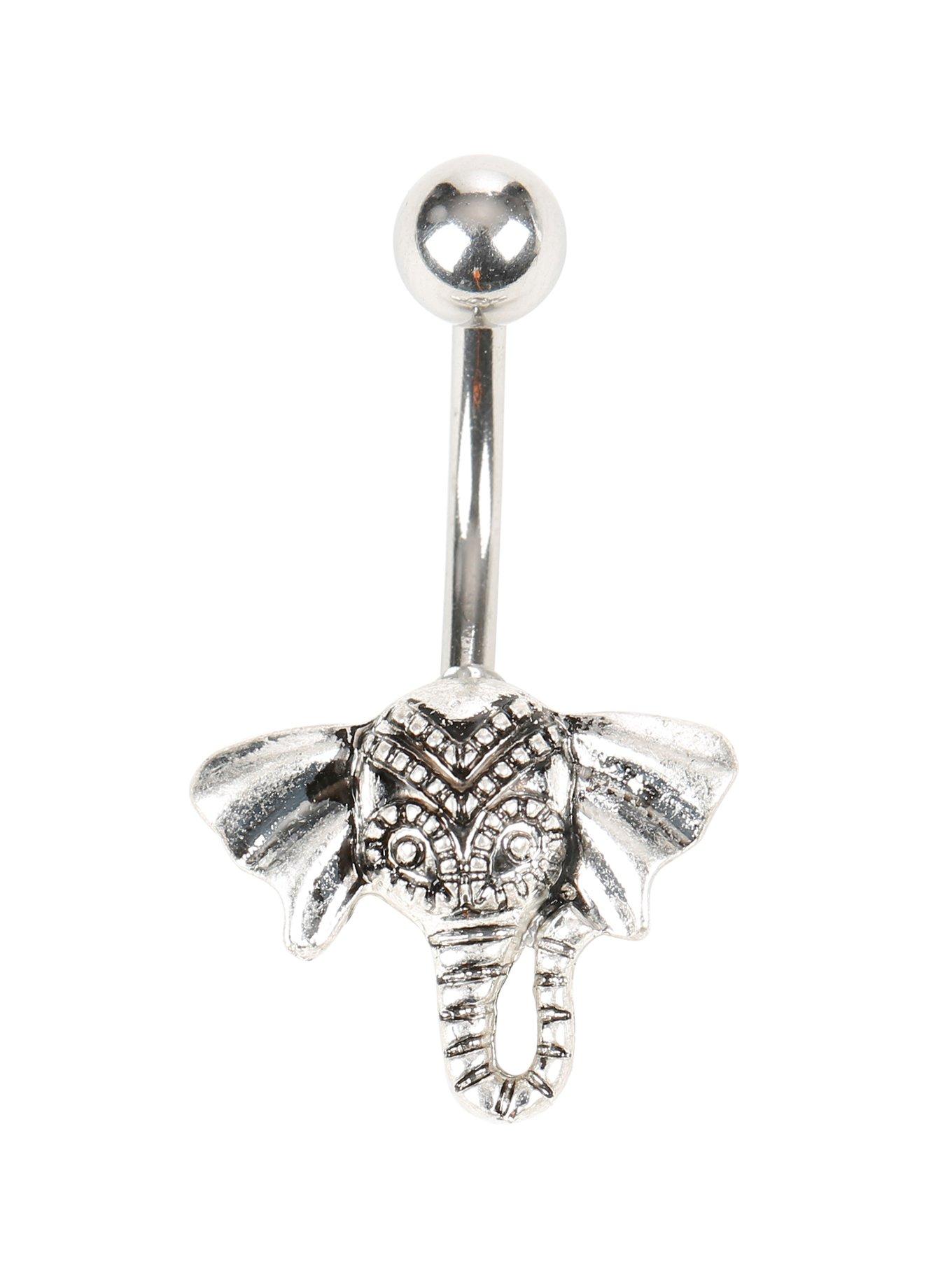 14G Steel Elephant Navel Barbell, , hi-res