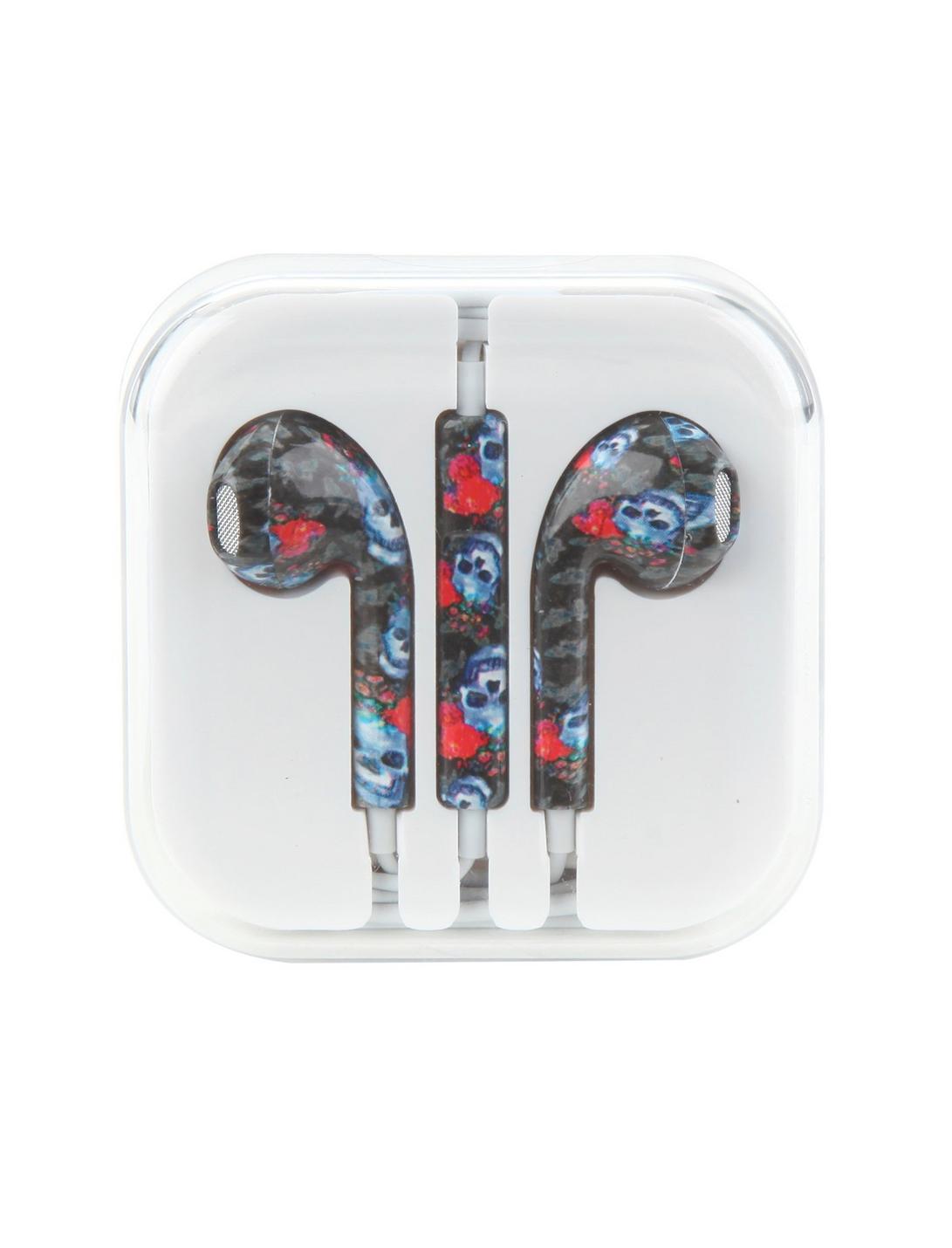 MiCase Skull Butterfly Floral Print Earbuds, , hi-res