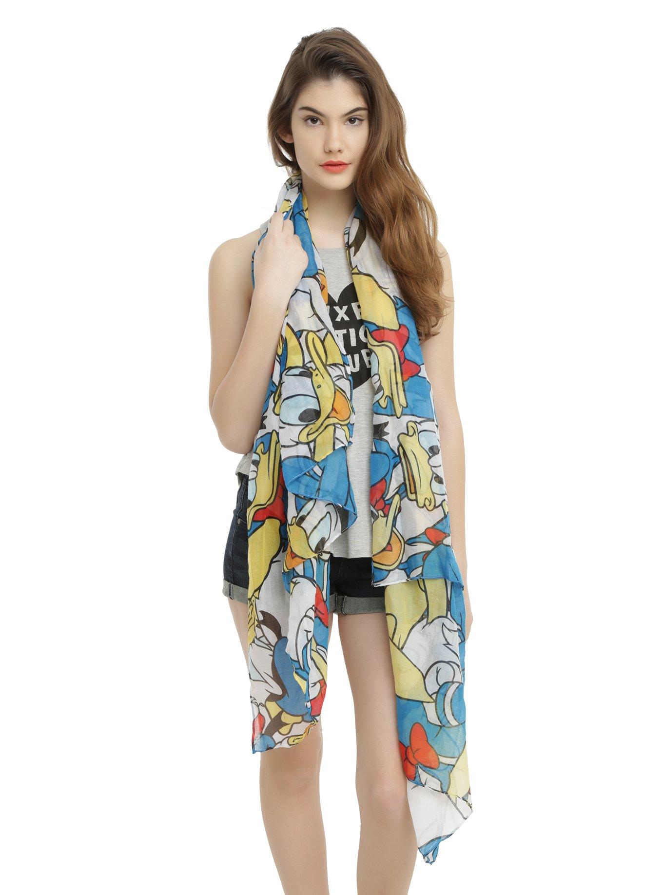 Disney Donald Duck Stacked Character Viscose Oblong Scarf, , hi-res