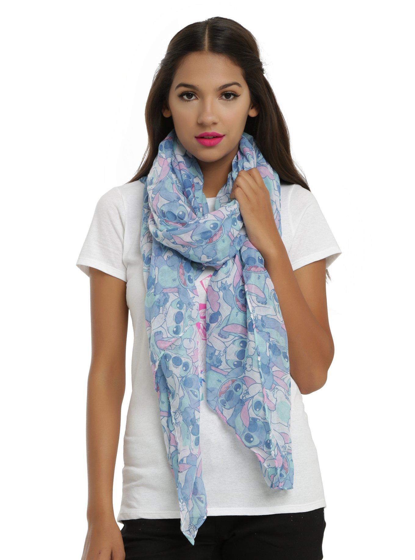 Disney Lilo & Stitch Blue Tossed Stitch Oblong Scarf, , hi-res