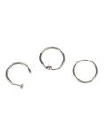 Steel Seamless Captive & Open Nose Hoop 3 Pack, SILVER, hi-res