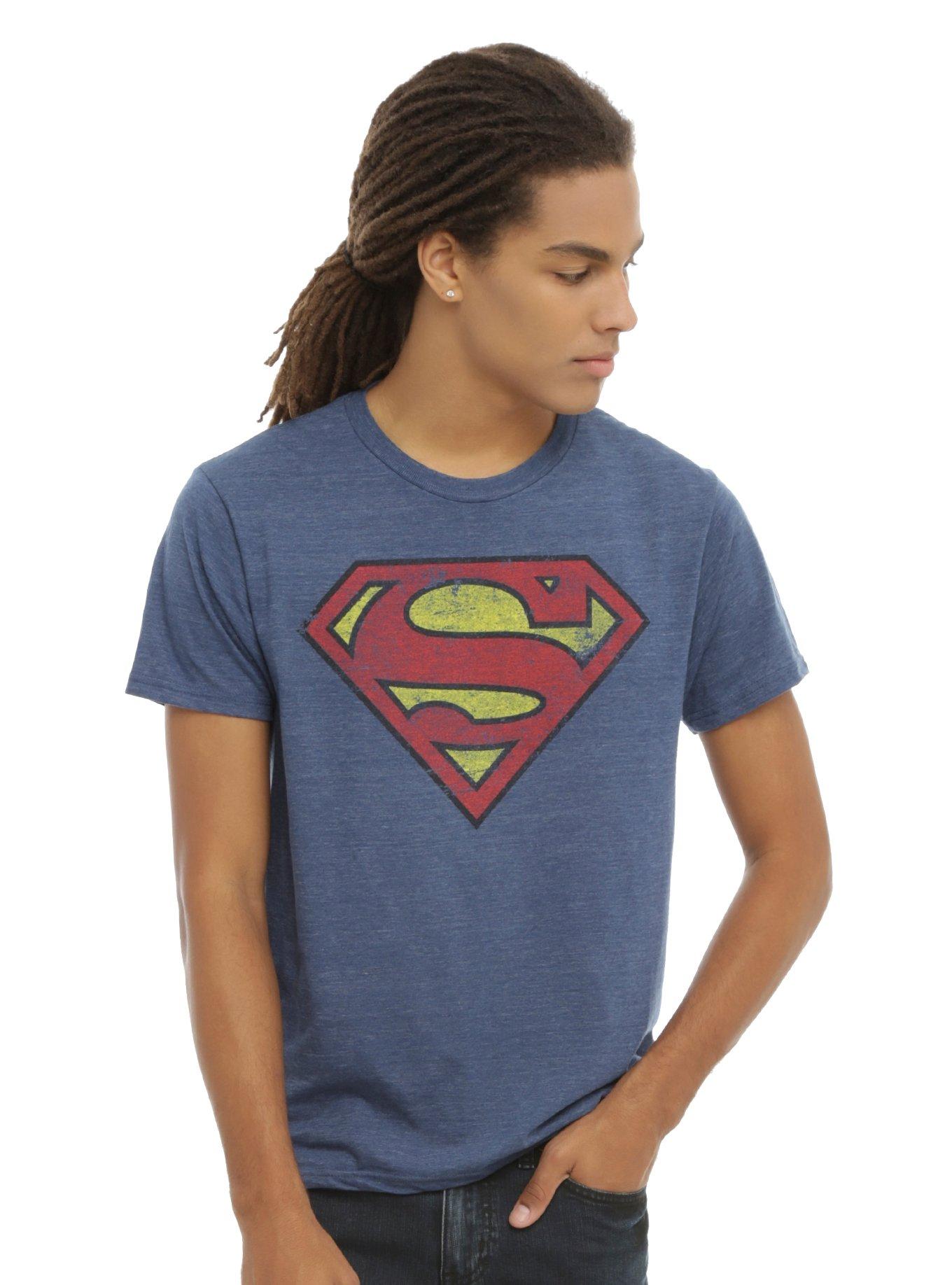 DC Comics Superman Distressed Logo T-Shirt, NAVY, hi-res