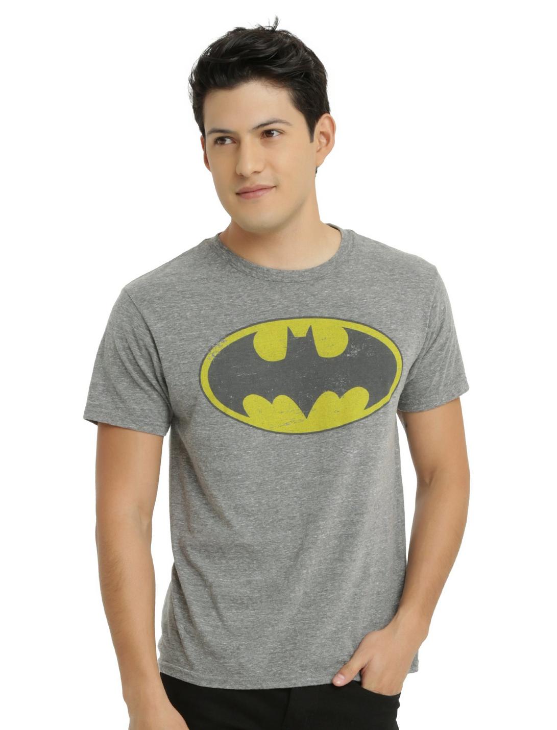 DC Comics Batman Distressed Logo Tri-Blend T-Shirt, GREY, hi-res