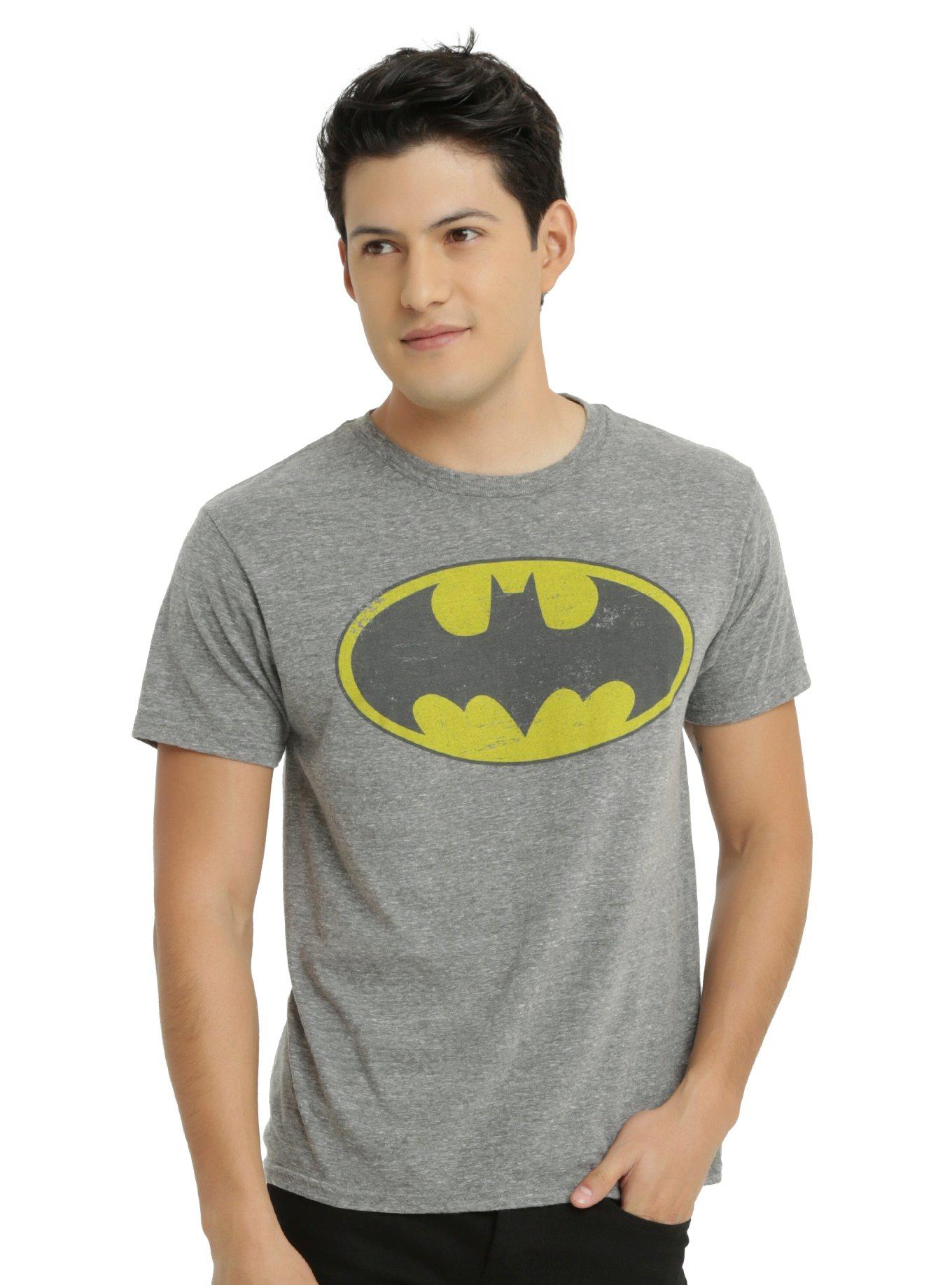 DC Comics Batman Distressed Logo Tri-Blend T-Shirt, GREY, hi-res