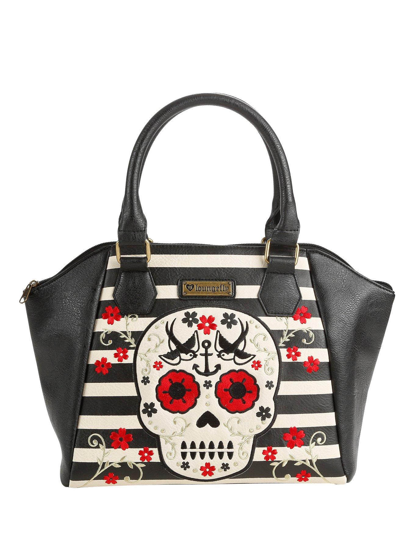 Loungefly Sugar Skull Stripe Bag