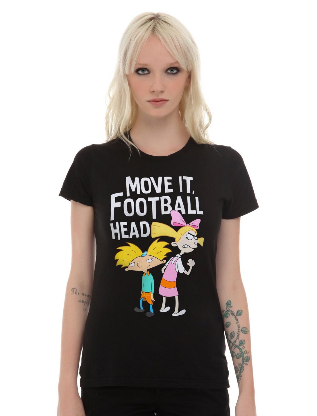 Hey Arnold! Move It Football Head Girls T-Shirt, BLACK, hi-res