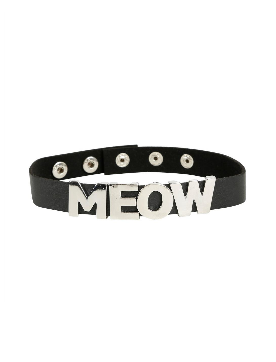 Meow Faux Leather Choker, , hi-res