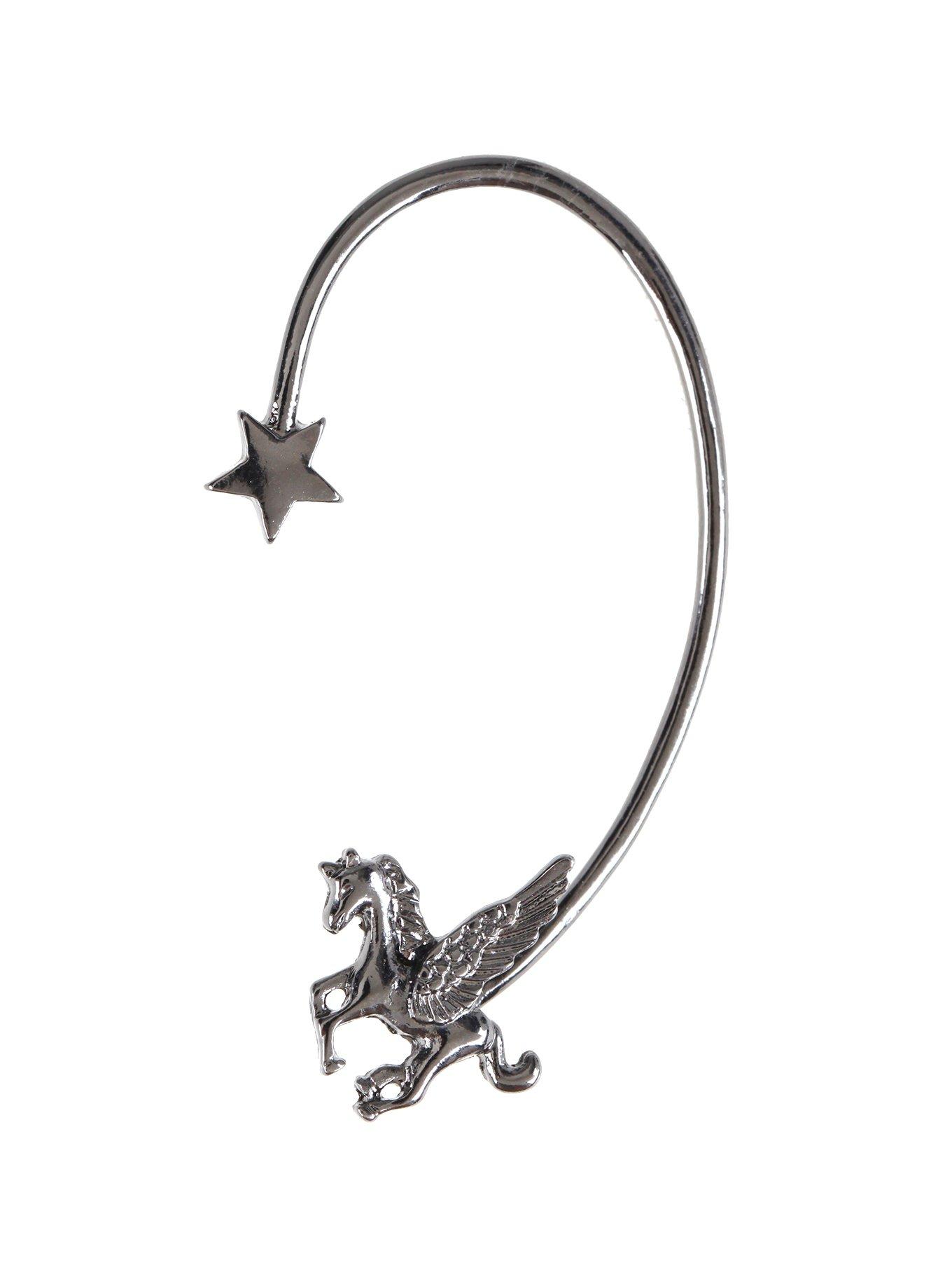 Matte Black Unicorn Ear Cuff, , hi-res