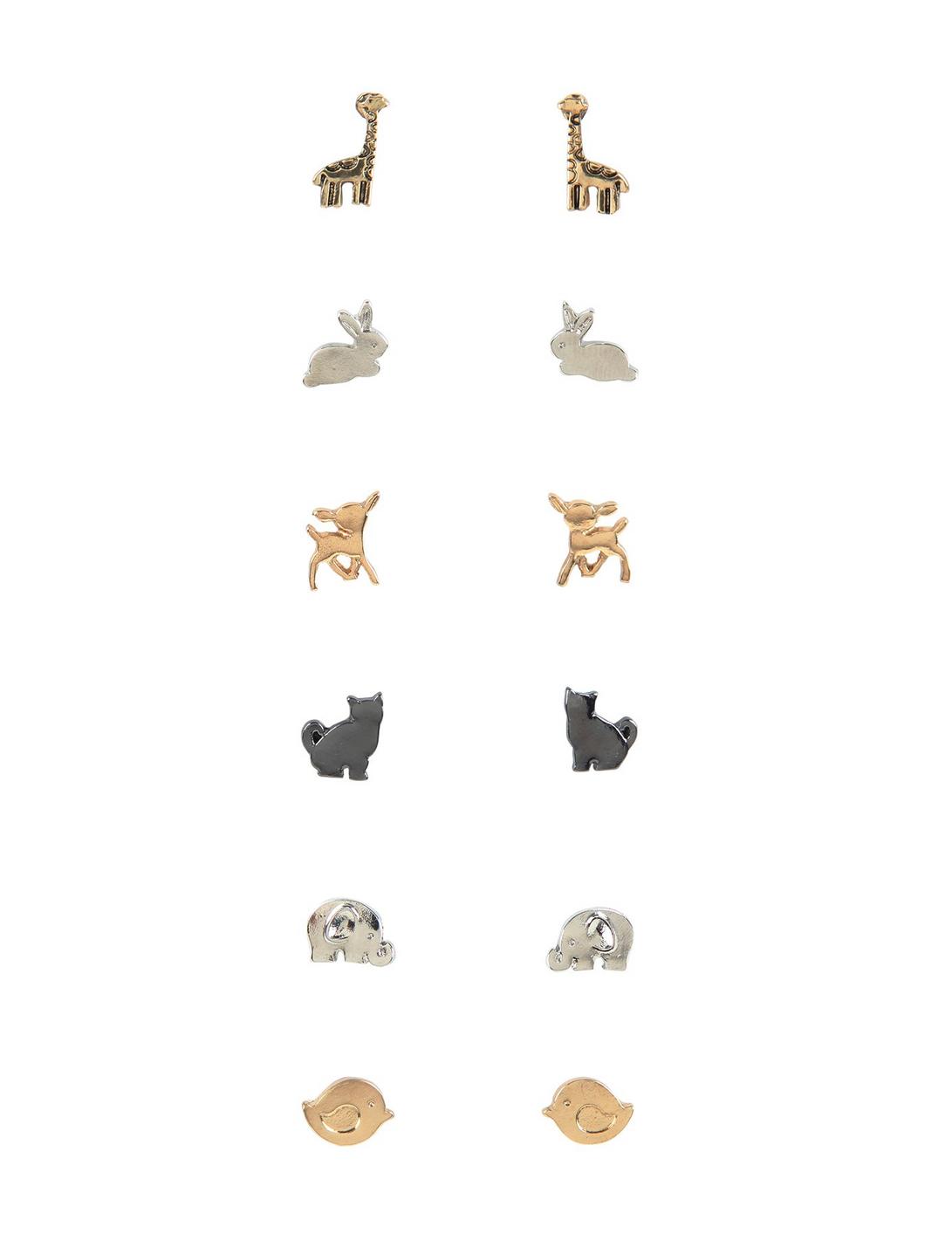 Multi-Tonal Animal Friends Stud Earrings Set, , hi-res