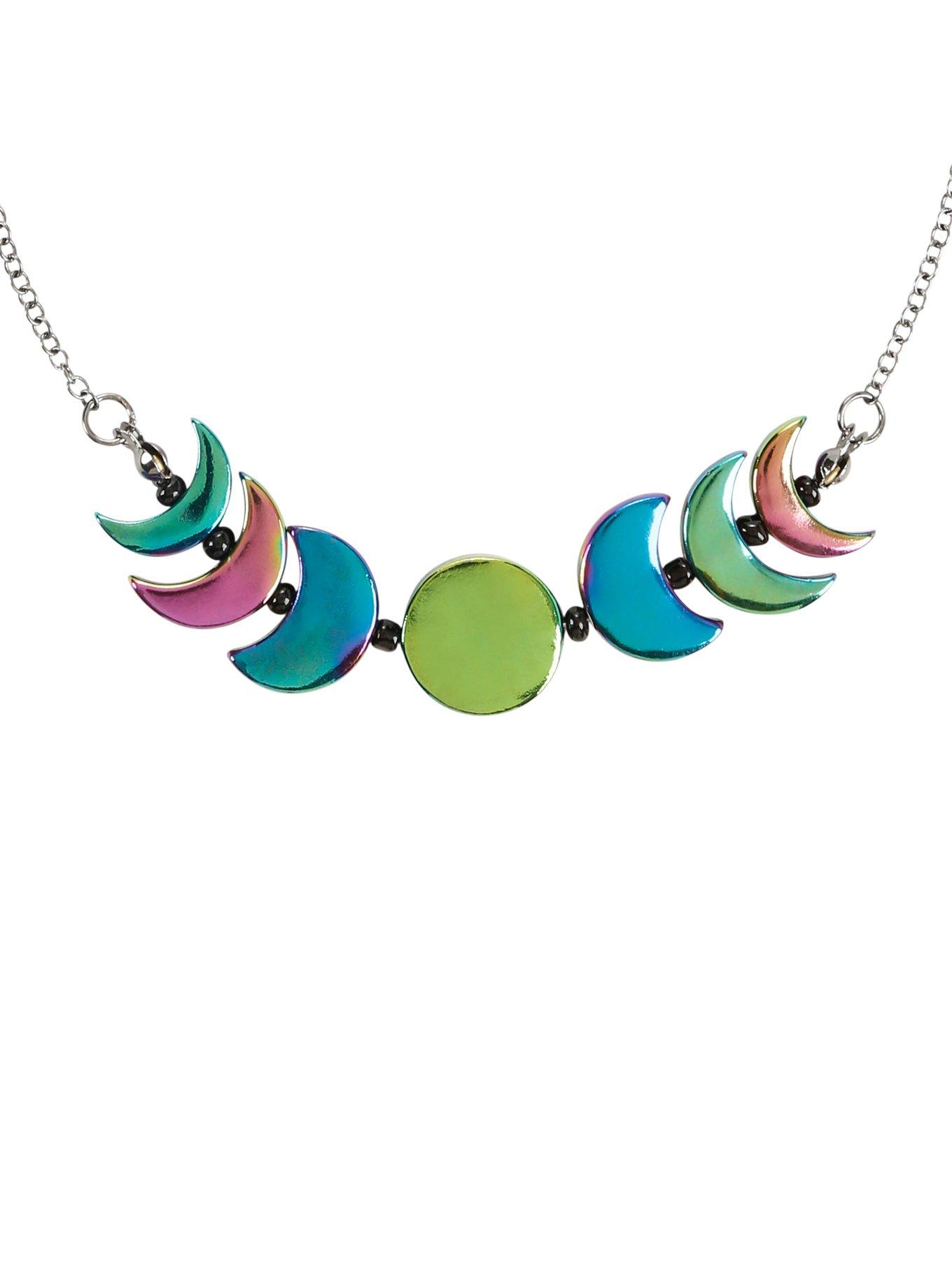 Rainbow Moon Phases Necklace, , hi-res