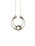 Gold Tone Moon With Sun Opal Center Necklace, , hi-res