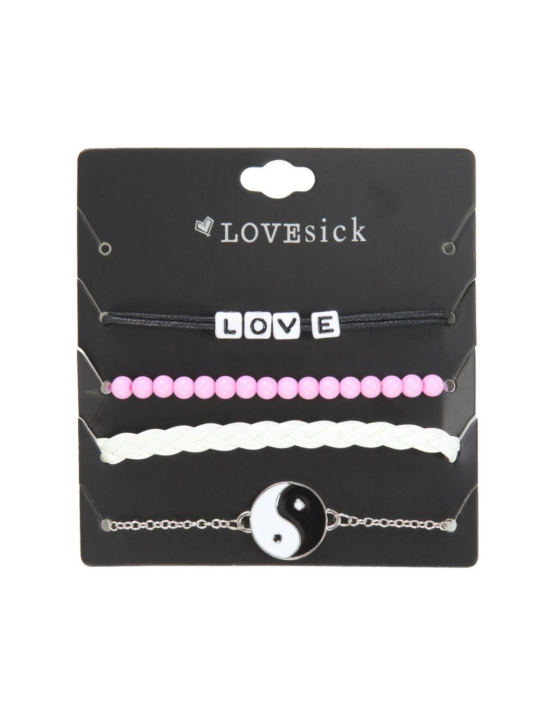 Yin-Yang Pink Beaded Bracelet Set, , hi-res