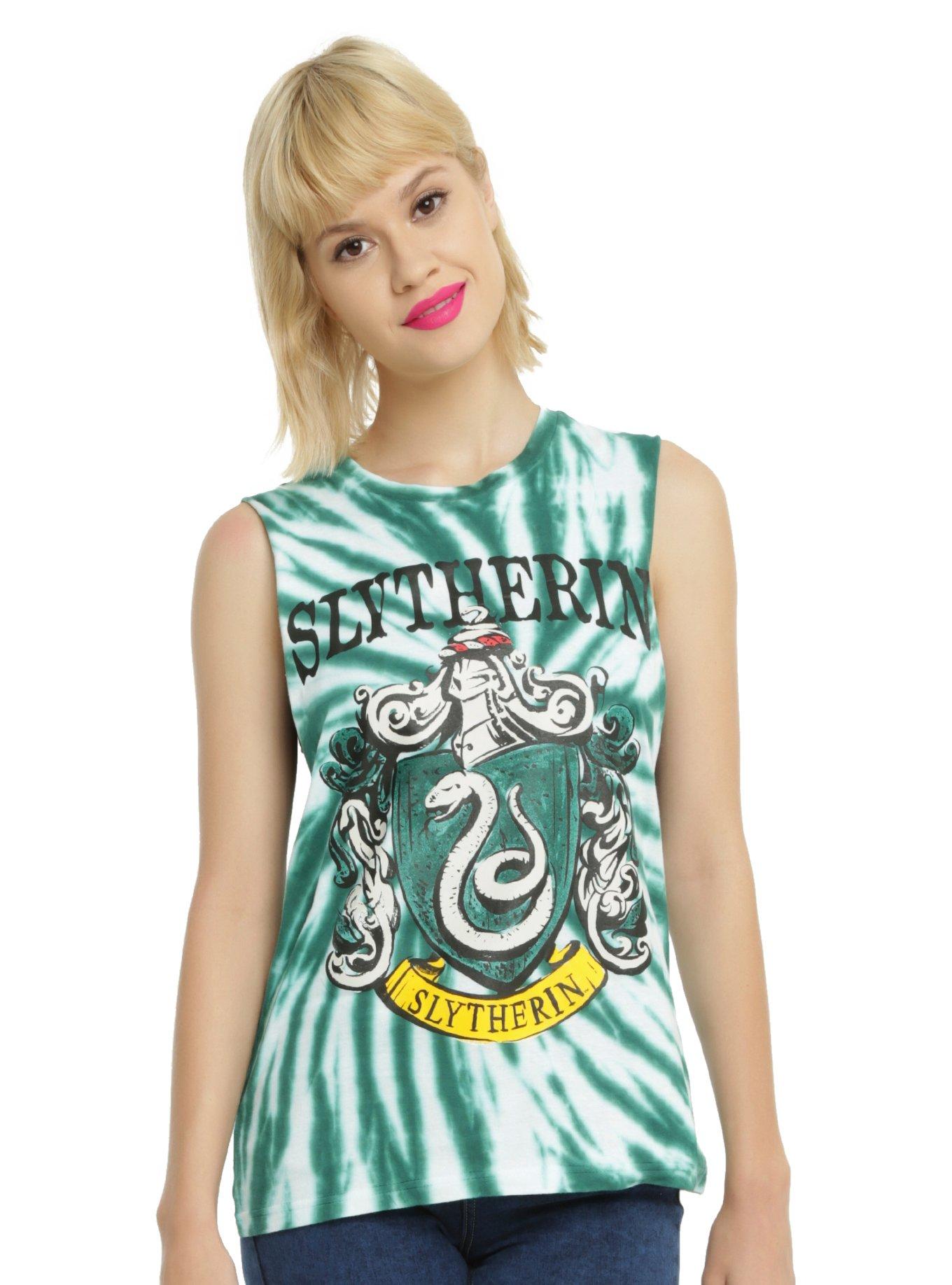 Harry Potter Slytherin Tie Dye Girls Muscle Top, GREEN, hi-res