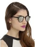 Matte Black Mirror Lens Half-Rim Sunglasses, , hi-res