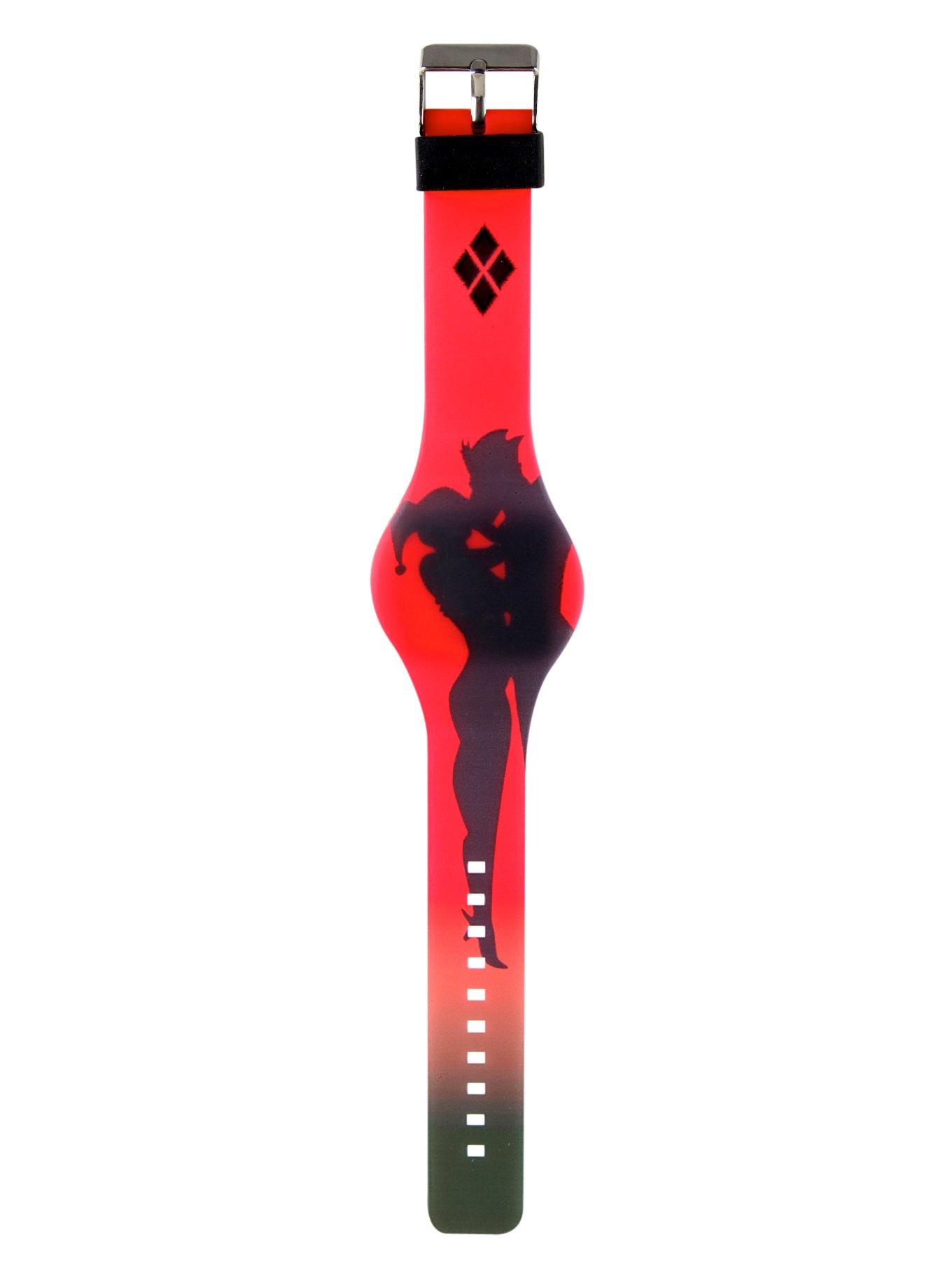 DC Comics The Joker & Harley Quinn Silhouette LED Rubber Watch, , hi-res