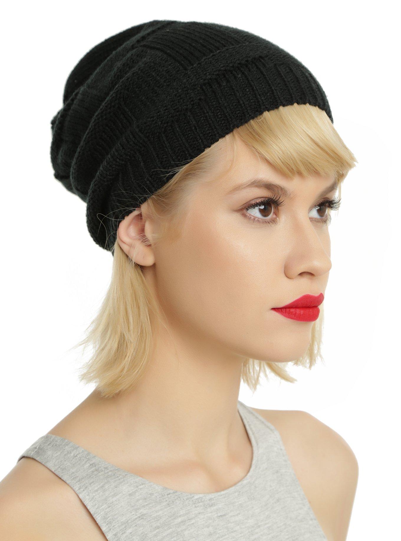 Black Ribbed Slouch Hat for Women - Stylish Everyday Beanie Meet the Split Slouch Hat! I designed this hat to match one  main image 3