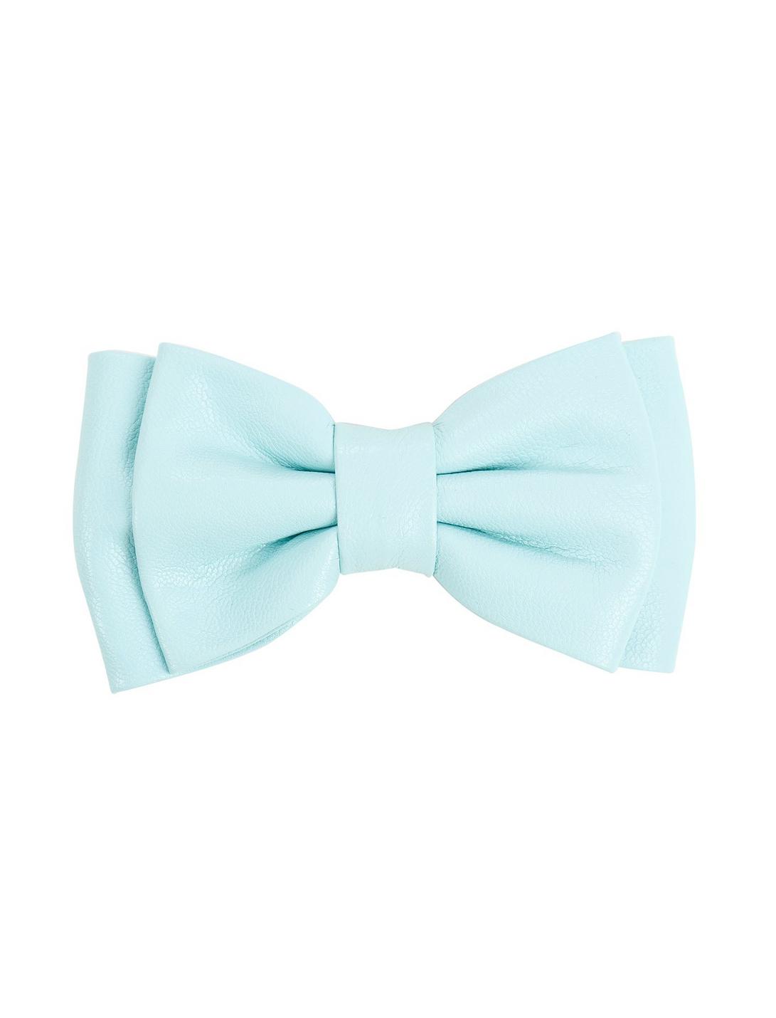 Mint Faux Leather Hair Bow, , hi-res