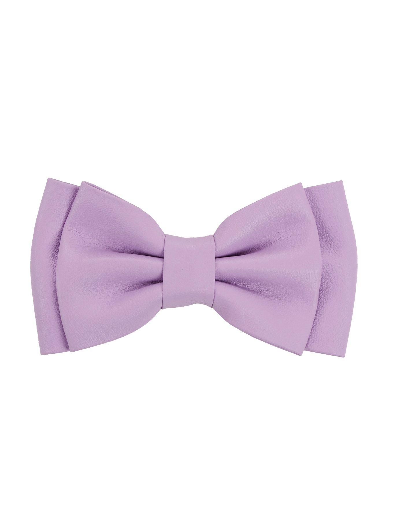 Pastel Purple Faux Leather Hair Bow, , hi-res