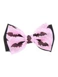 Pink & Black Bats & Dots Hair Bow, , hi-res