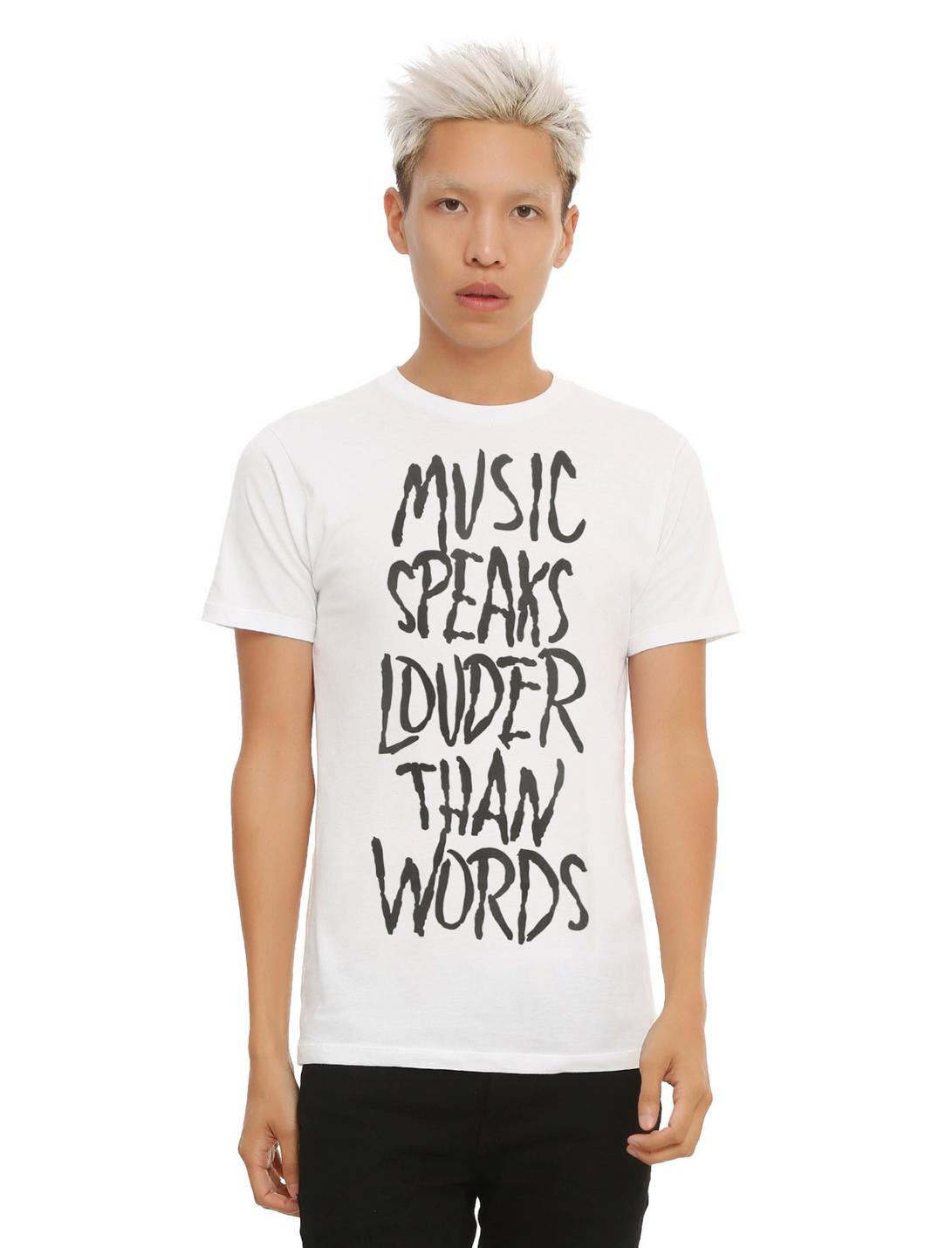 Music Speaks Louder Than Words T-Shirt, WHITE, hi-res