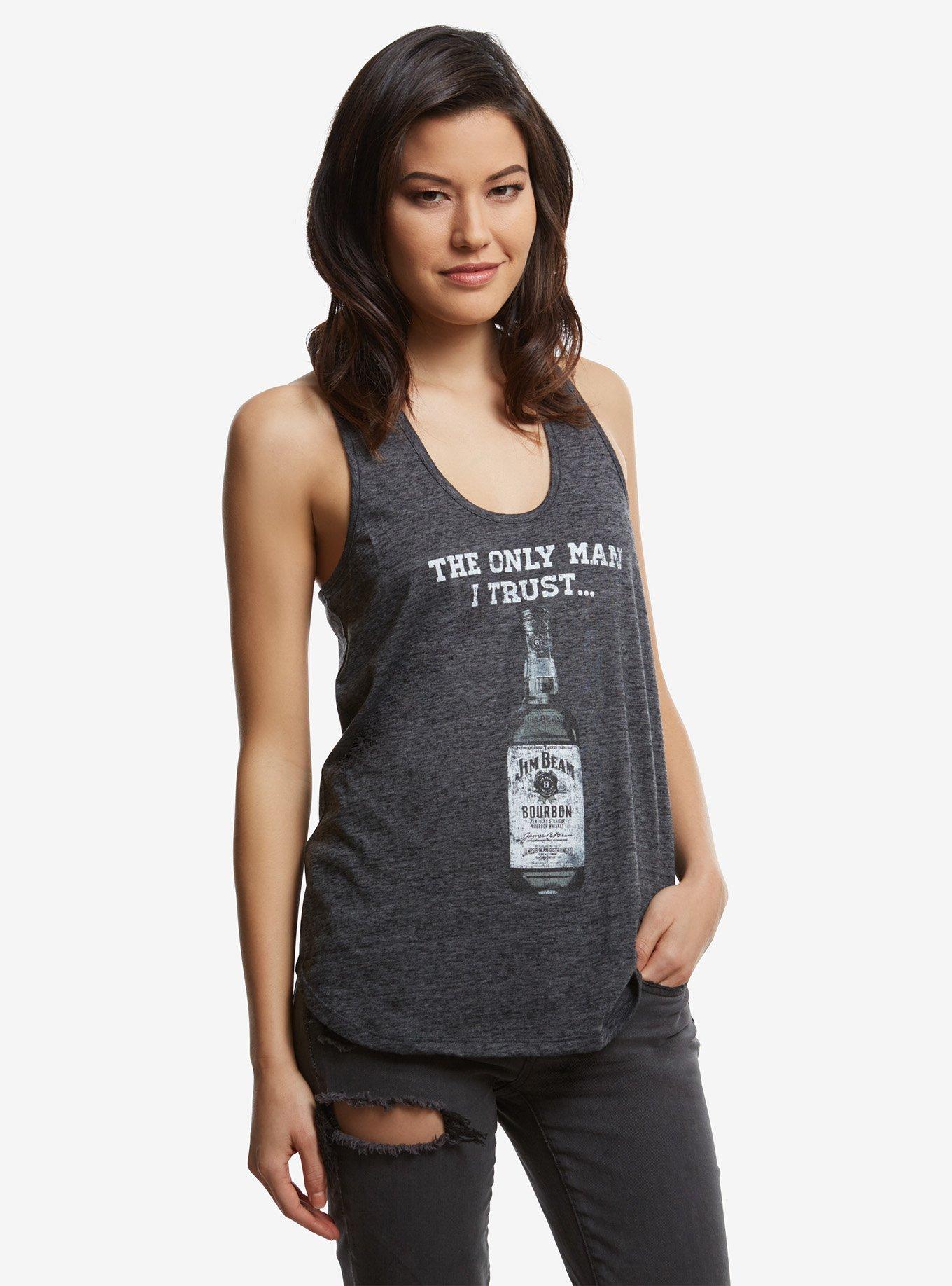 Jim Beam Bourbon Only Man I Trust Womens Tank Top, BLACK, hi-res