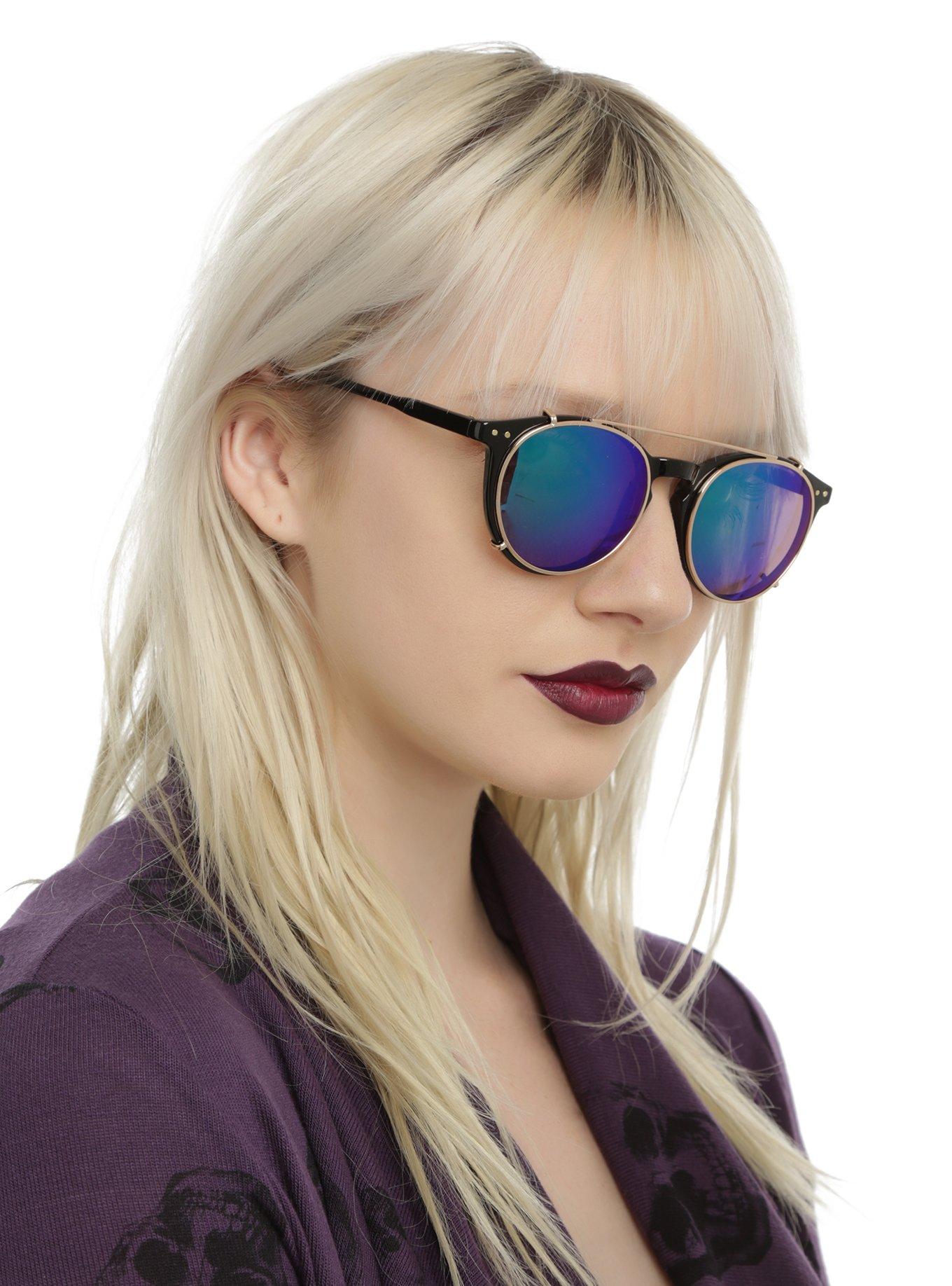 Gold Wire Lens Round Sunglasses, , hi-res