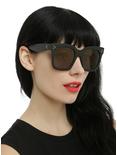 Black Thick Frame Oversize Retro Sunglasses, , hi-res