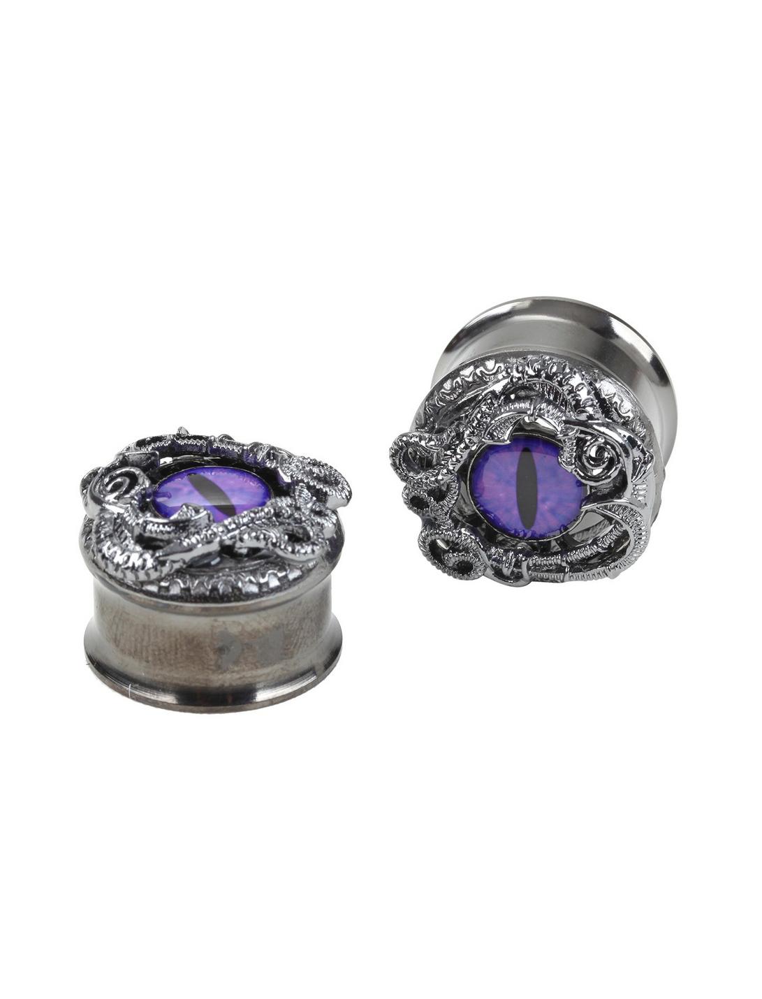 Steel Purple Hematite Dragon Eye Plug 2 Pack, PURPLE, hi-res